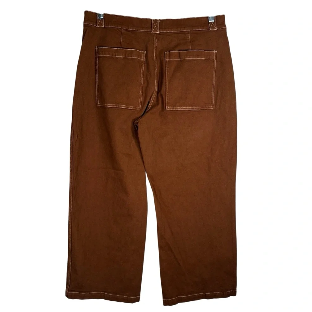 Madewell Emmett Wide Leg Chestnut Brown Trousers Womens P33 Jeans Pants Denim - Picture 7 of 10